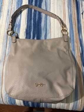 Jessica Simpson Taupe Leather Shoulder Bag with Gold Hardware